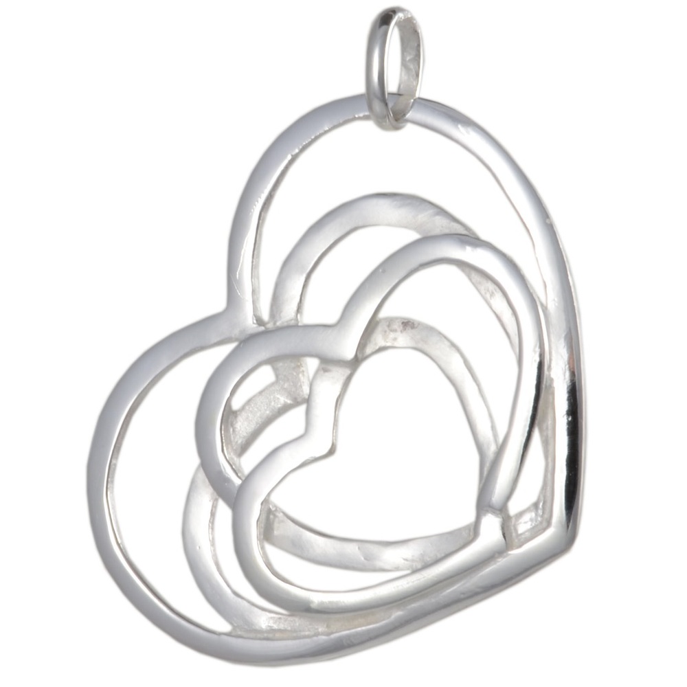 Sterling Silver Interwoven Hearts Pendant